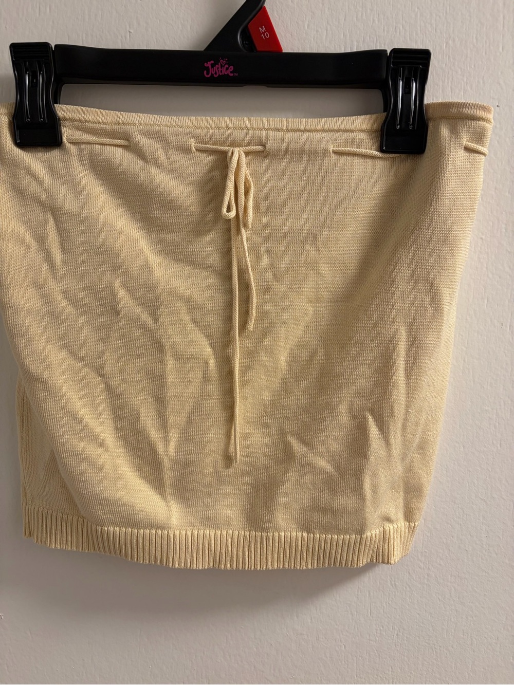 The Limited Pastel Yellow Knit Tube Top Drawstring Strapless Camisole Small S